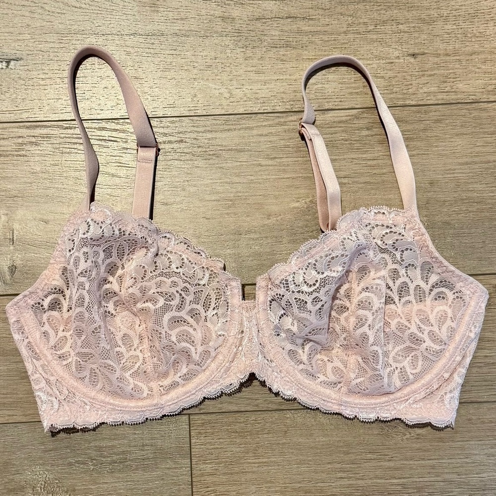 True & Co. Lace Gramercy Balconette Bra - Blush - 34D